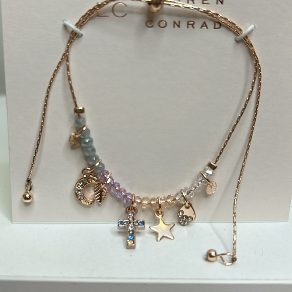 Lauren Conrad Charm Bracelet/Anklet In Rose Gold. Adjustable. New - Picture 7 of 8